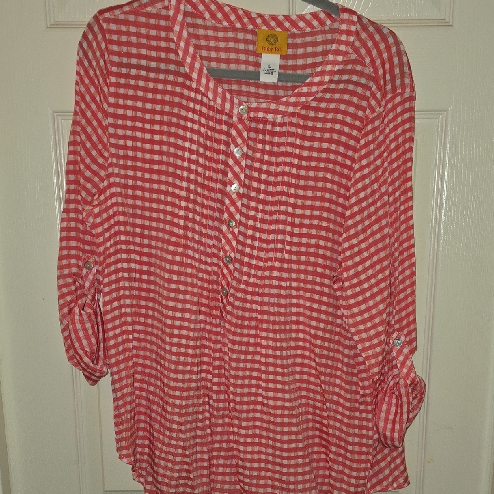 Ruby Rd. Red and White‎ Checkered Top